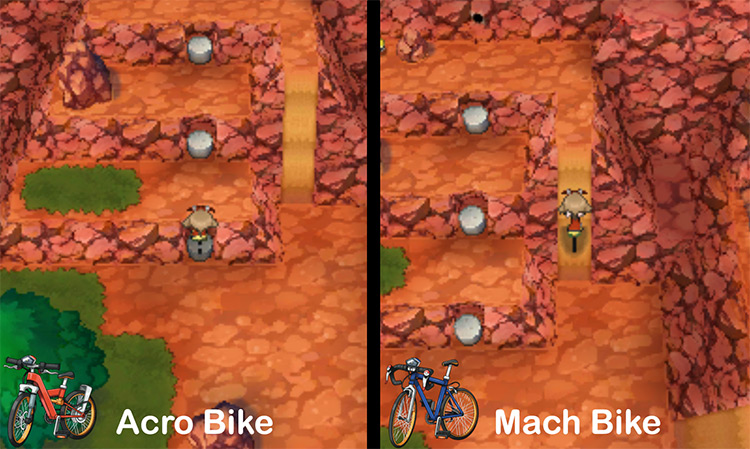 Using each of the bikes to reach the TM's location / Pokémon Omega Ruby and Alpha Sapphire
