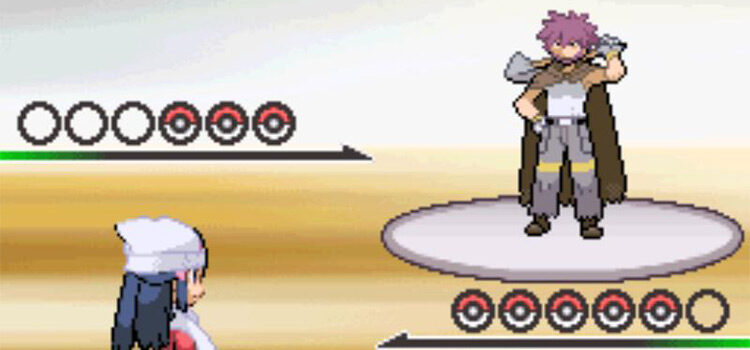 Battle pose for Gym Leader Byron in Pokémon Platinum