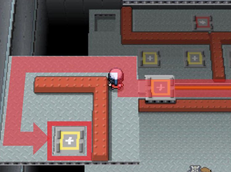 Circling around to the next lift after the conveyor belt. / Pokémon Platinum