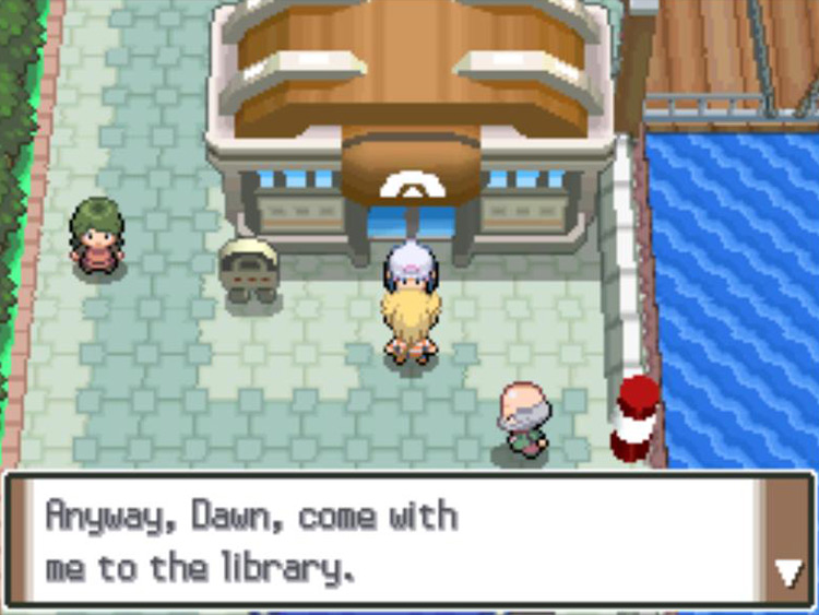 Encountering your rival outside of the Gym. / Pokémon Platinum