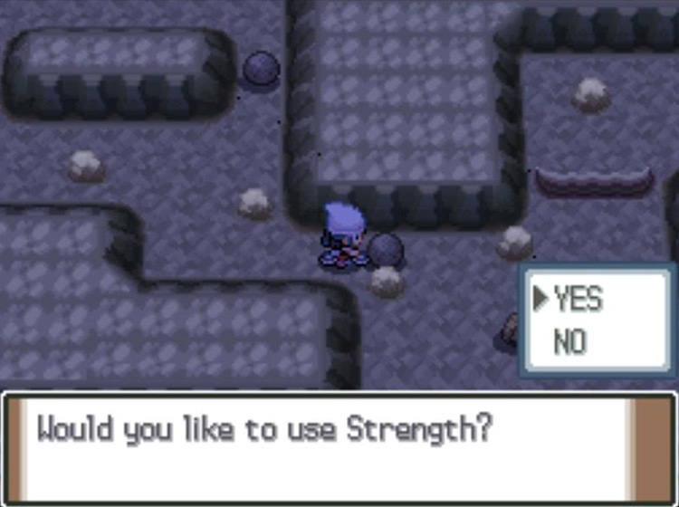 Using HM04 Strength in a cave / Pokémon Platinum