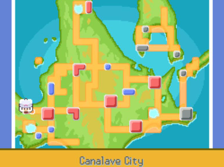 TM91 Flash Cannon’s location on the Town Map / Pokémon Platinum