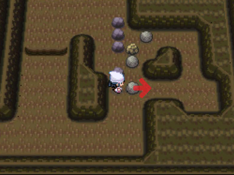 Using Strength to move the boulder to the right / Pokémon Platinum