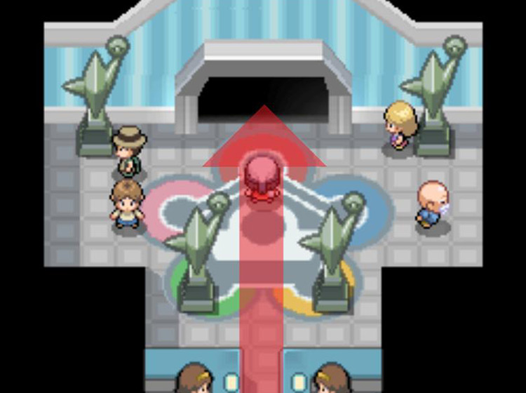 Walking through the Battle Frontier’s reception area / Pokémon Platinum