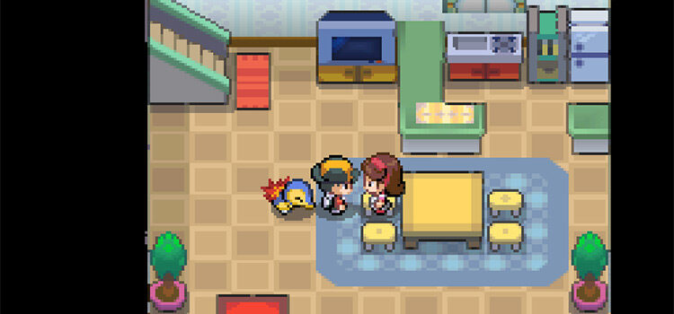 Speaking with your mom inside your home (Pokémon HeartGold)