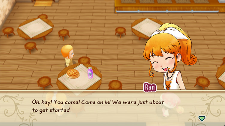 The farmer enters the Inn on Starlight Night. / Story of Seasons: Friends of Mineral Town