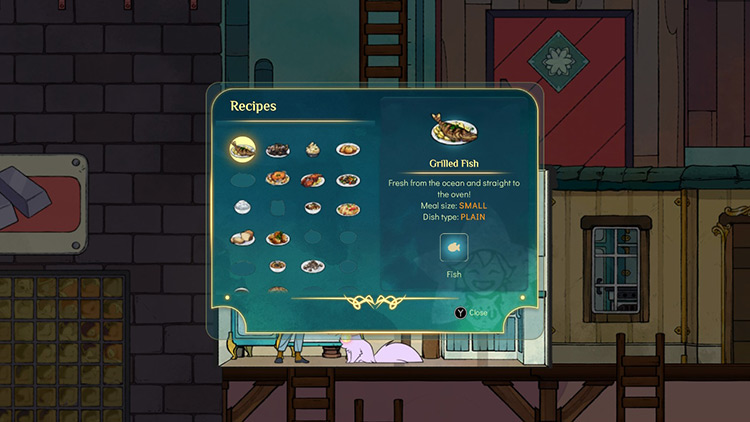 The recipe book reveals all of the dishes you can cook / Spiritfarer