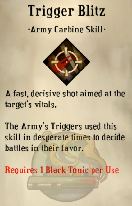 Secret Skill: Trigger Blitz (Army Carbine) / Bastion