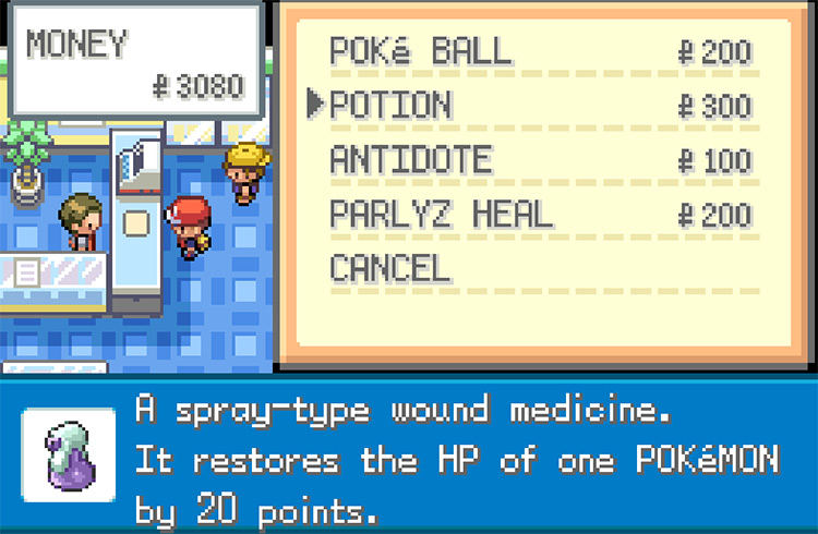 Buying Potions and Antidotes from the Viridian City Poké Mart / Pokemon FRLG