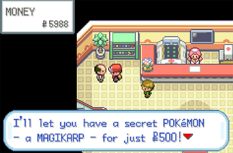 Buying a Magikarp in the Pokémon Center right before Mt. Moon / Pokemon FRLG