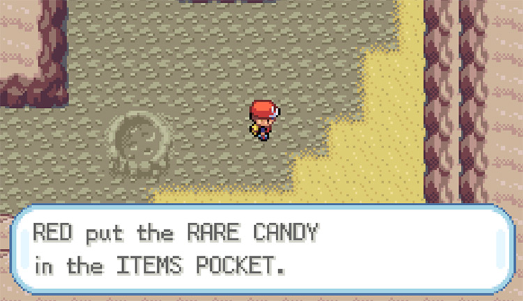 Picking up the Rare Candy on the first floor of Mt. Moon / Pokemon FRLG