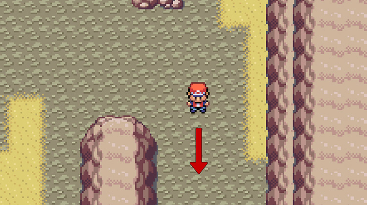 Start walking south on the other side of the divider and the Poké Ball should soon be in sight / Pokemon FRLG