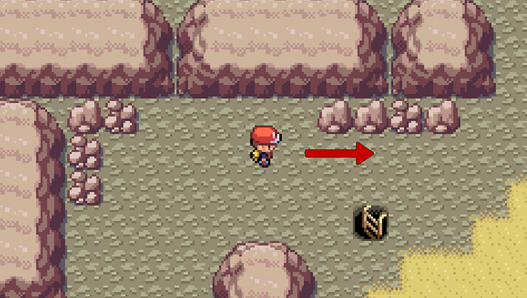 Walk around the rock wall just above you (so walk east slightly, then north) / Pokemon FRLG
