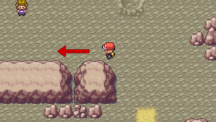Walk west as far as possible, until you run into another rock wall / divider / Pokemon FRLG
