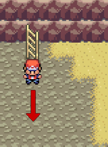 Follow the tight corridor until you reach another ladder heading down deeper into the cave / Pokemon FRLG