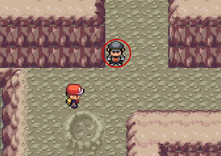 This is the Final Team Rocket Grunt of Mt. Moon. Battle them then walk through the pathway he is blocking / Pokemon FRLG