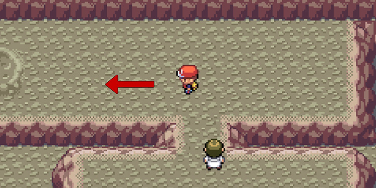 Walk through the path way (previously blocked by the two fossils) then walk left as far as possible / Pokemon FRLG