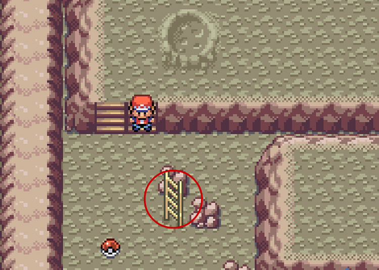 Pick up the Poké Ball on the ground and then take this ladder up to the surface / Pokemon FRLG