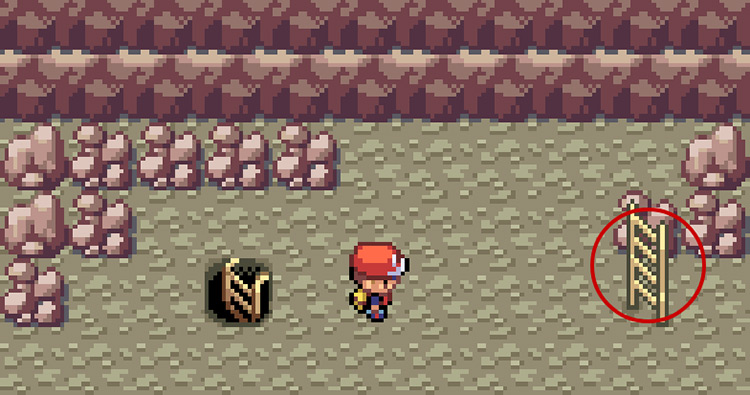 This ladder leads to the surface and puts you on Route 4 outside of Mt. Moon / Pokemon FRLG