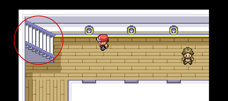 Take these stairs up the the next floor to continue / Pokemon FRLG