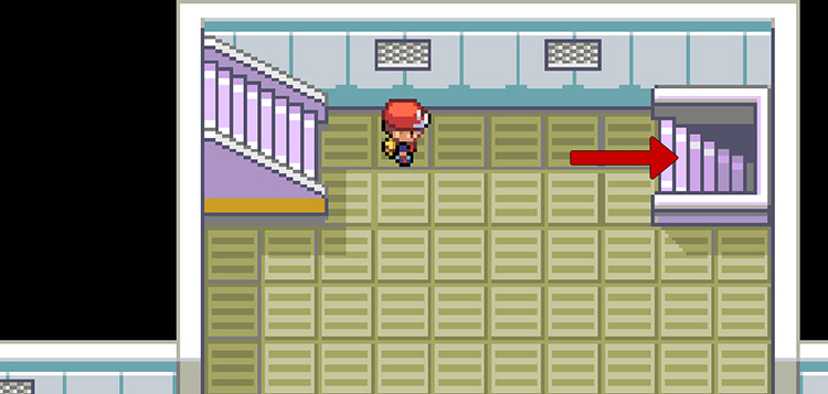 Walk down the stairs to B2F as soon as you enter the Rocket Hideout / Pokemon FRLG