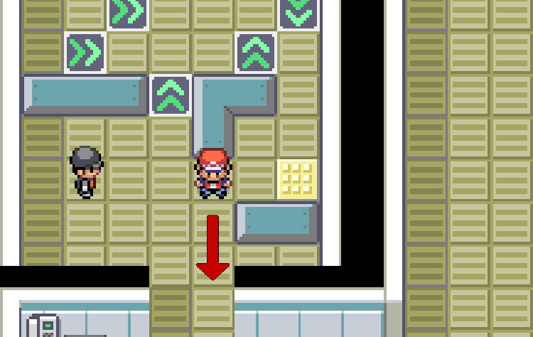 This arrow will send you to another arrow, which will send you to the final yellow pad. Now you can leave the maze / Pokemon FRLG