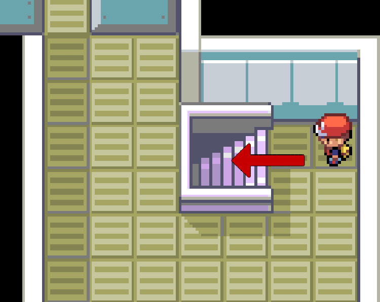 Take the staircase in the corner to reach B4F / Pokemon FRLG