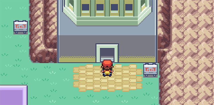 Standing outside of the Pokémon Tower / Pokemon FRLG