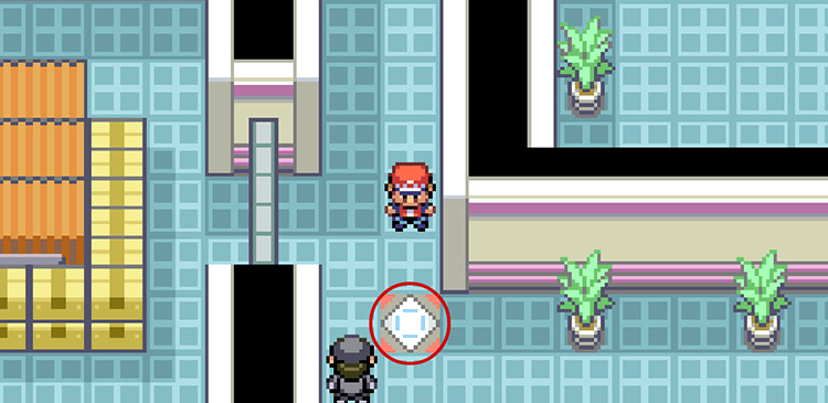 Take this teleport pad and then take it again afterwards to slip past the Team Rocket Grunt / Pokemon FRLG