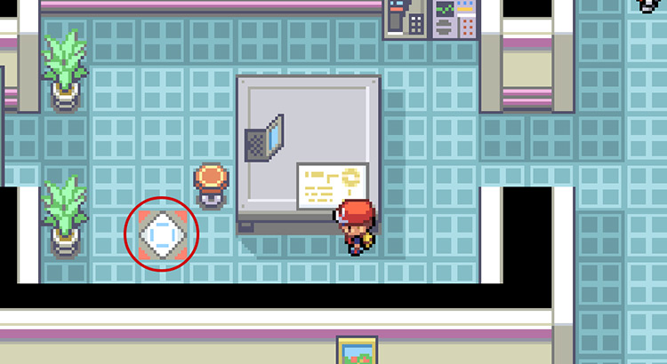 Take the teleport pad in the room past the gate to battle your Rival and then Giovanni / Pokemon FRLG