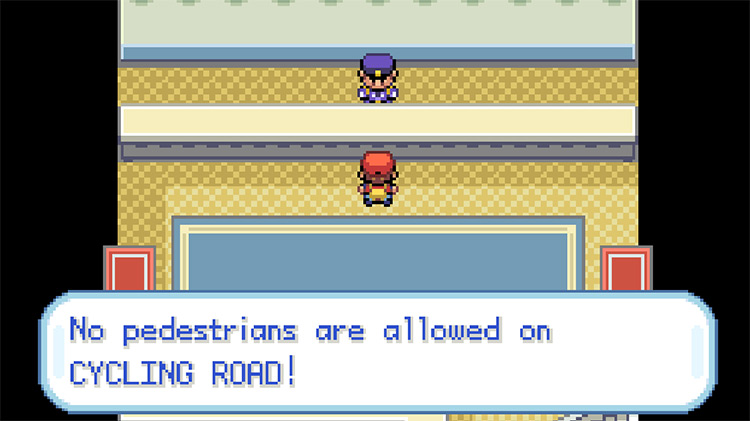 Trying to cross into Cycling Road without a Bicycle / Pokemon FRLG