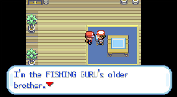 Receiving the Good Rod from the Fishing Guru’s older brother / Pokemon FRLG