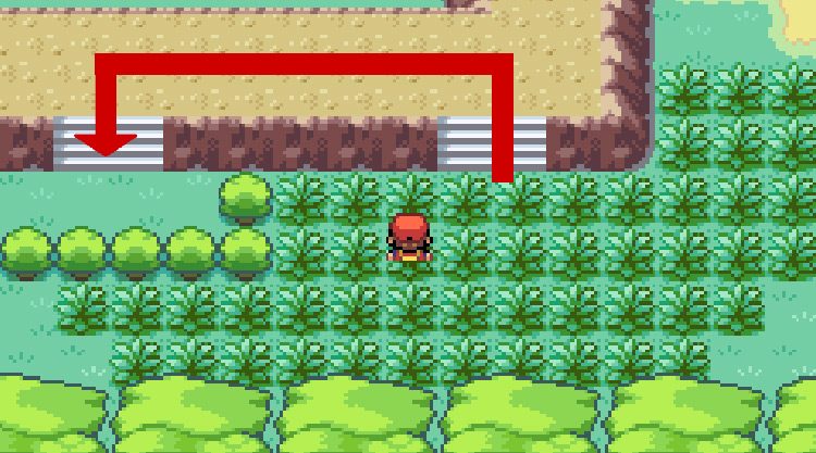 Walk around this hill and then make your way slightly left to its side / Pokemon FRLG
