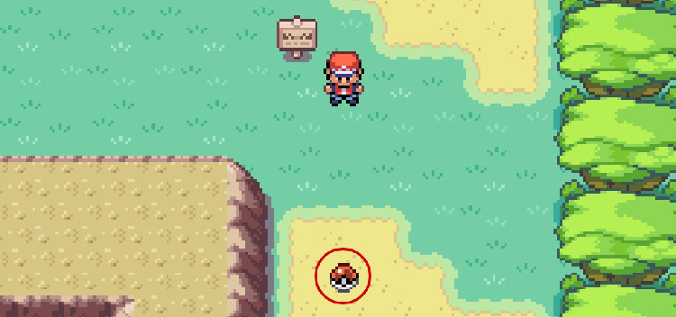 The Warden’s Gold Teeth circled on the ground in the Safari Zone / Pokemon FRLG