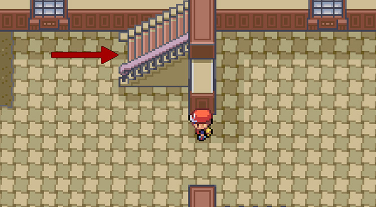 Walk up these stairs to the third floor / Pokemon FRLG