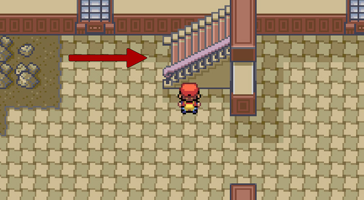 Take the stairs to proceed through the mansion / Pokemon FRLG