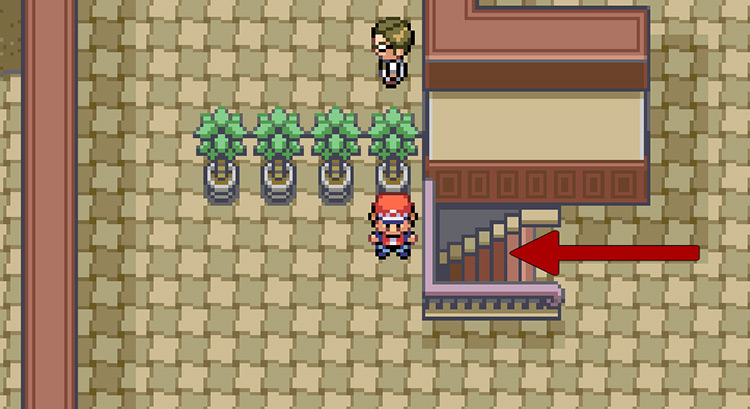 Take the stairs down to the basement to find the Secret Key / Pokemon FRLG