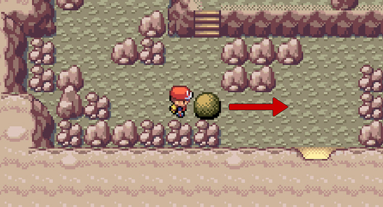 Move the boulder east until you hit the rocks, then north until you hit the wall / Pokemon FRLG
