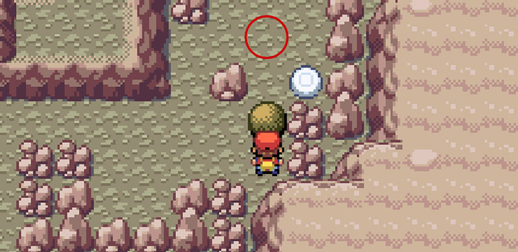 Move the boulder north until it is one tile above the button (where the red circle is) / Pokemon FRLG
