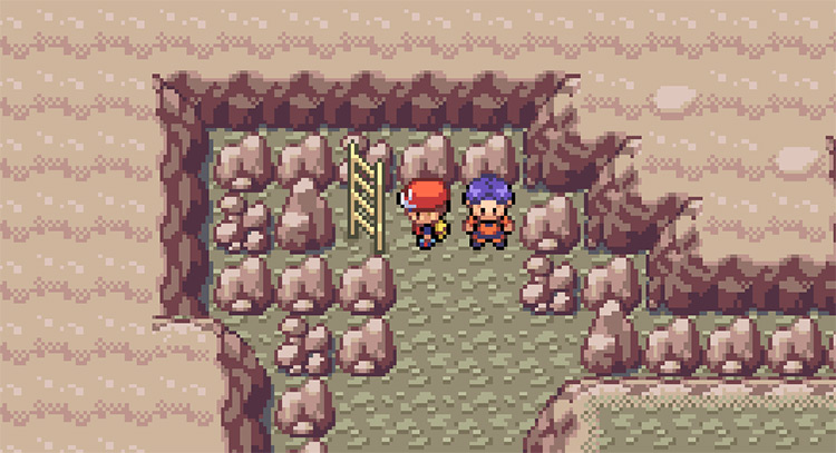 Take this ladder in the north-west corner of the first floor to get to the 2nd boulder / Pokemon FRLG