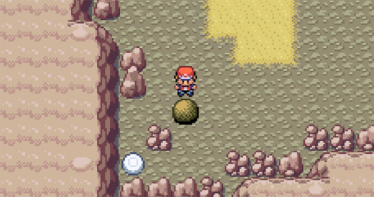 Position the boulder here and then push it south / Pokemon FRLG