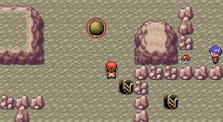 Use strength on this boulder when you climb up to the third floor and we are going to push it over the button to the far-left / Pokemon FRLG