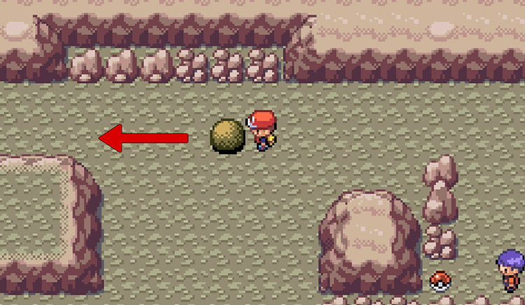 Push the boulder here, then start pushing it left as far as possible / Pokemon FRLG