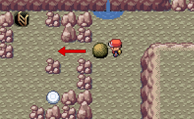 Push the boulder left 4 times until it is one space to the left of the button / Pokemon FRLG