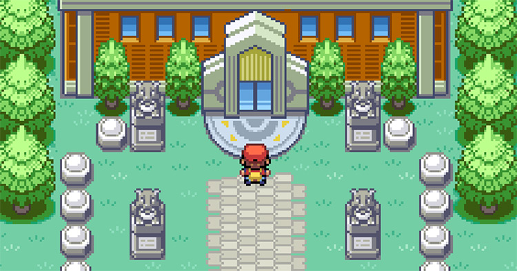 Standing on Indigo Plateau, outside of the Elite Four building / Pokemon FRLG