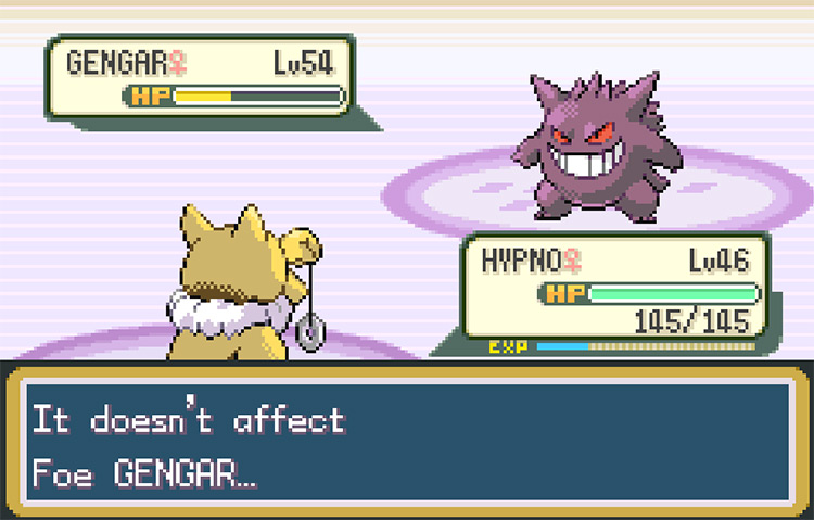 Normal type moves do not affect Ghost type Pokémon like Gengar / Pokemon FRLG