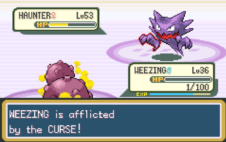 Weezing being hurt by Curse at the end of the turn / Pokemon FRLG