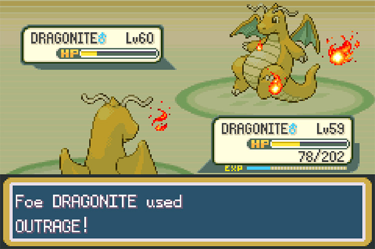 Lance’s Dragonite using Outrage against my Dragonite / Pokemon FRLG