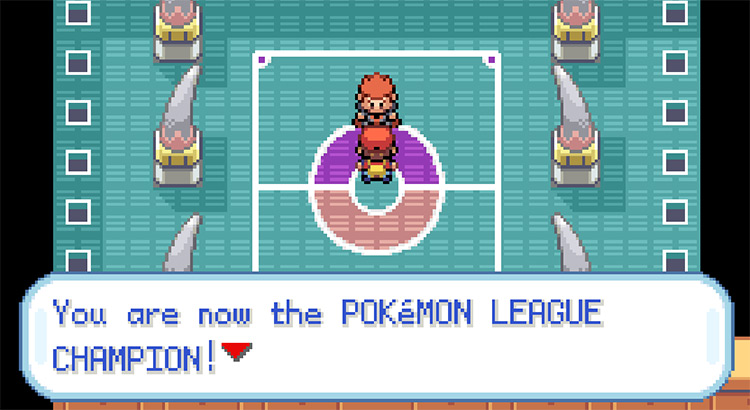 Lance congratulating us on defeating him and becoming the Pokémon League Champion / Pokemon FRLG