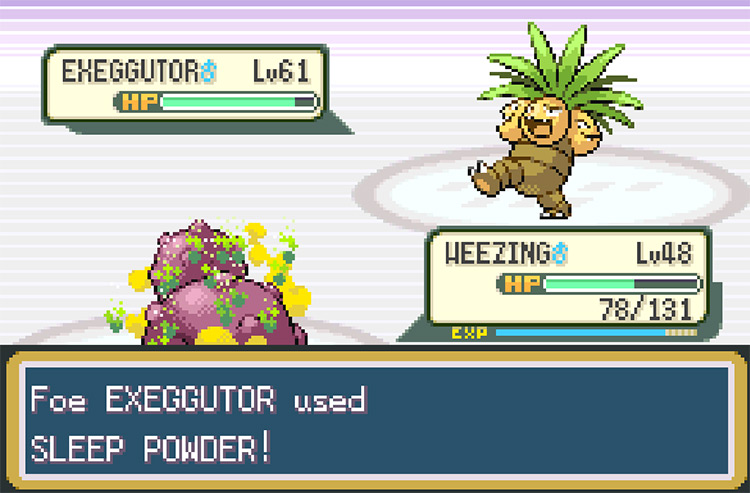 My Rival’s Exeggutor using Sleep Powder against Weezing / Pokemon FRLG